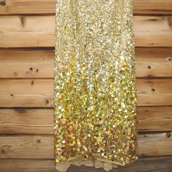 MAC DUGGAL 6077 Gold Thin Strap Cut Out Gown With Ombre Sequins - Picture 12 of 16